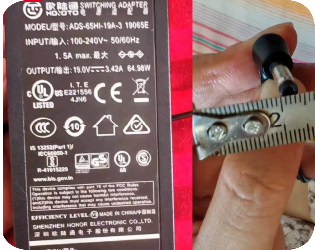 *Brand NEW* Compatible with HOIOTO (Huntkey) 19V 3.42A Laptop Charger Model ADS-65LSI-19-3 190065E Power Supp